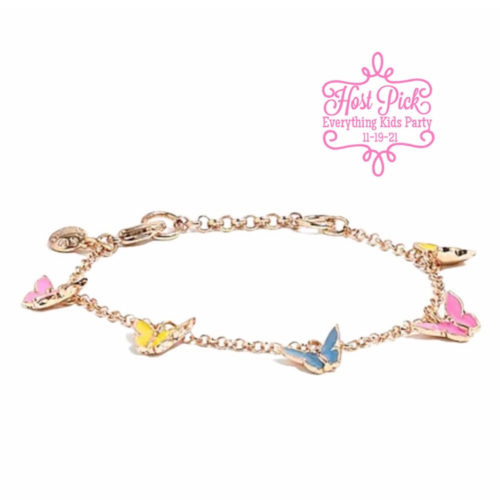 J. CREW Butterfly Bracelet Charms Pink Blue Yellow